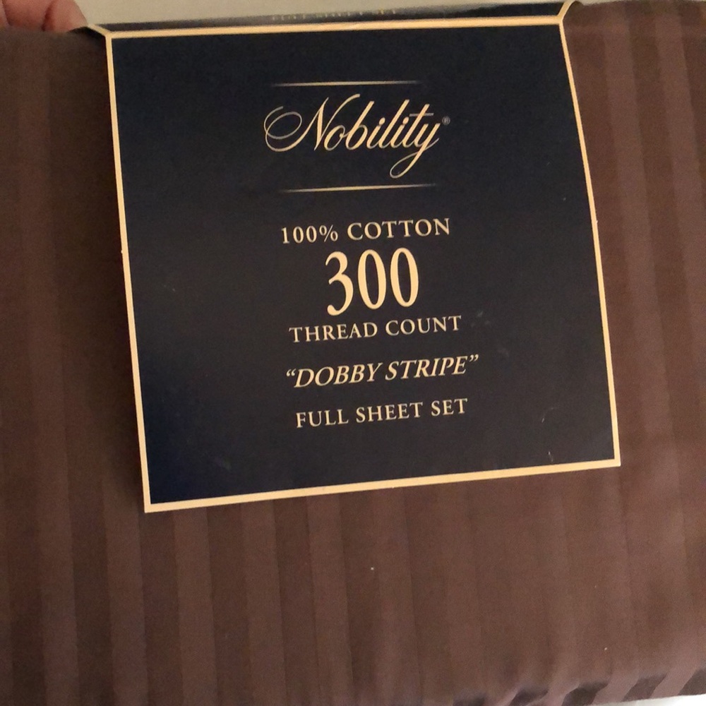 Sheet set 4 piece full size brown cotton stripe